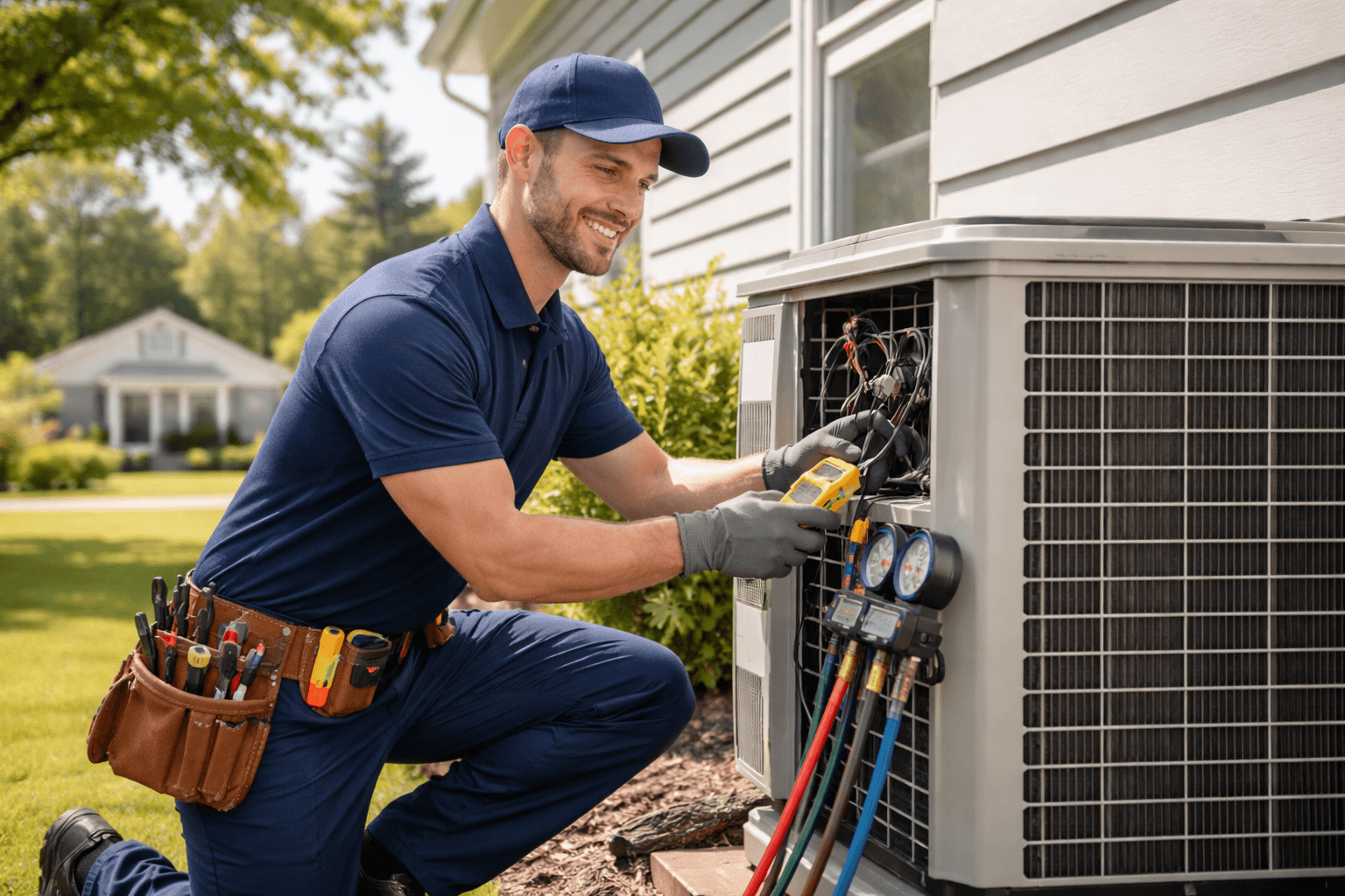 Professional HVAC website built with Ruunly showing maintenance plans, service scheduling, and client portal